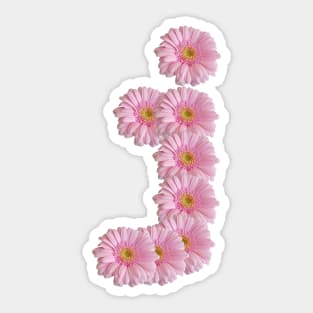 Letter j Pink Gerbera Daisy Sticker